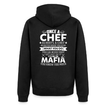 Once A Chef Always A Chef Funny Sarcastic T Shirt - Unisex Premium Bio Zip Hoodie - Schwarz - Hinten - Nico (187cm)
