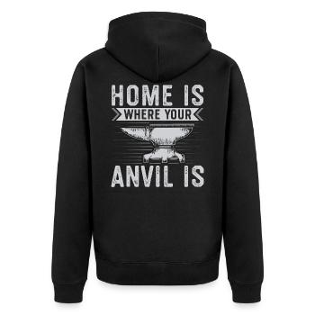 Anvil gift for blacksmith | Blacksmith Farrier - Unisex Premium Organic Zip Hoodie - black - Back - Nico (187cm)