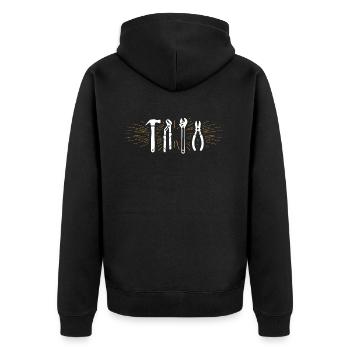 Handwerker - Unisex Premium Bio Zip Hoodie - Schwarz - Hinten - Nico (187cm)