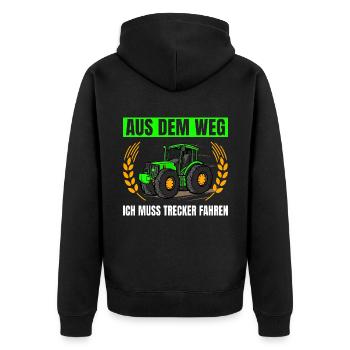 Landwirtschaft Aus Dem Weg Traktor Trecker - Unisex Premium Bio Zip Hoodie - Schwarz - Hinten - Nico (187cm)