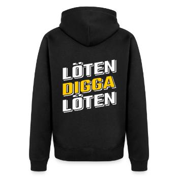 Löten Digga Löten Bier Saufen Party - Unisex Premium Bio Zip Hoodie - Schwarz - Hinten - Nico (187cm)