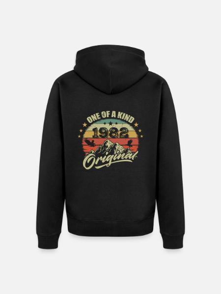 1982 Fødselsdagsårgang 1982 retro født i 1982 - Premium økologisk unisex-hættejakke - sort