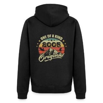 2005 Geburtstag Jahrgang 2005 Retro geboren im Jahr 2005 - Unisex Premium Bio Zip Hoodie - Schwarz - Hinten - Nico (187cm)