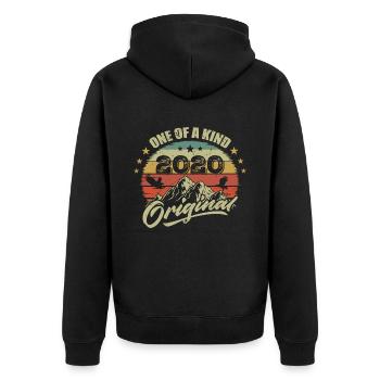 2020 Vintage Geburtstag 2020 Retro Geboren im Jahr 2020 - Unisex Premium Bio Zip Hoodie - Schwarz - Hinten - Nico (187cm)