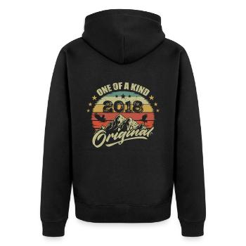 2018 Vintage Retro 2018 Geburtstag geboren im Jahr 2018 - Unisex Premium Bio Zip Hoodie - Schwarz - Hinten - Nico (187cm)