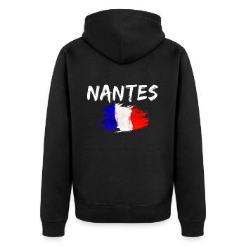 Nantes Frankreich Flagge Stadt Nantes - Unisex Premium Bio Zip Hoodie - Schwarz - Hinten - Nico (187cm)