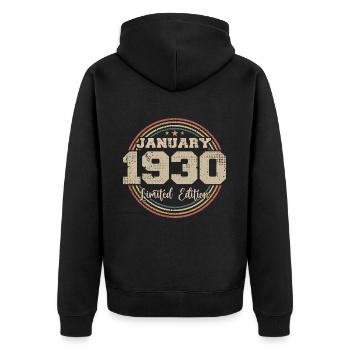 The legends were born in January 1930 - Unisex Premium Organic Zip Hoodie - black - Back - Nico (187cm)