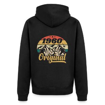 Original 1960er Jahre Vintage Geburtstagsgeschenk 1960er Jahre - Unisex Premium Bio Zip Hoodie - Schwarz - Hinten - Nico (187cm)