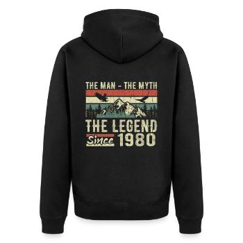 Retro 1980 Vintage - 1980 Geburtstagsgeschenk - Unisex Premium Bio Zip Hoodie - Schwarz - Hinten - Nico (187cm)