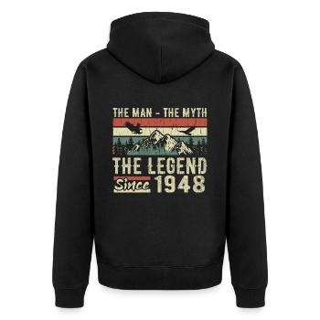 Retro 1948 Vintage - Cadeau D’anniversaire 1948 - Veste à capuche bio Premium Unisexe - noir - Dos - Nico (187cm)