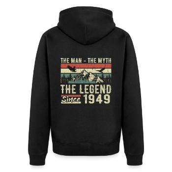 Retro 1949 Vintage - Cadeau D’anniversaire 1949 - Veste à capuche bio Premium Unisexe - noir - Dos - Nico (187cm)