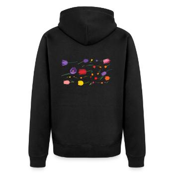 Blumen Frühling Tulpen - Unisex Premium Bio Zip Hoodie - Schwarz - Hinten - Nico (187cm)