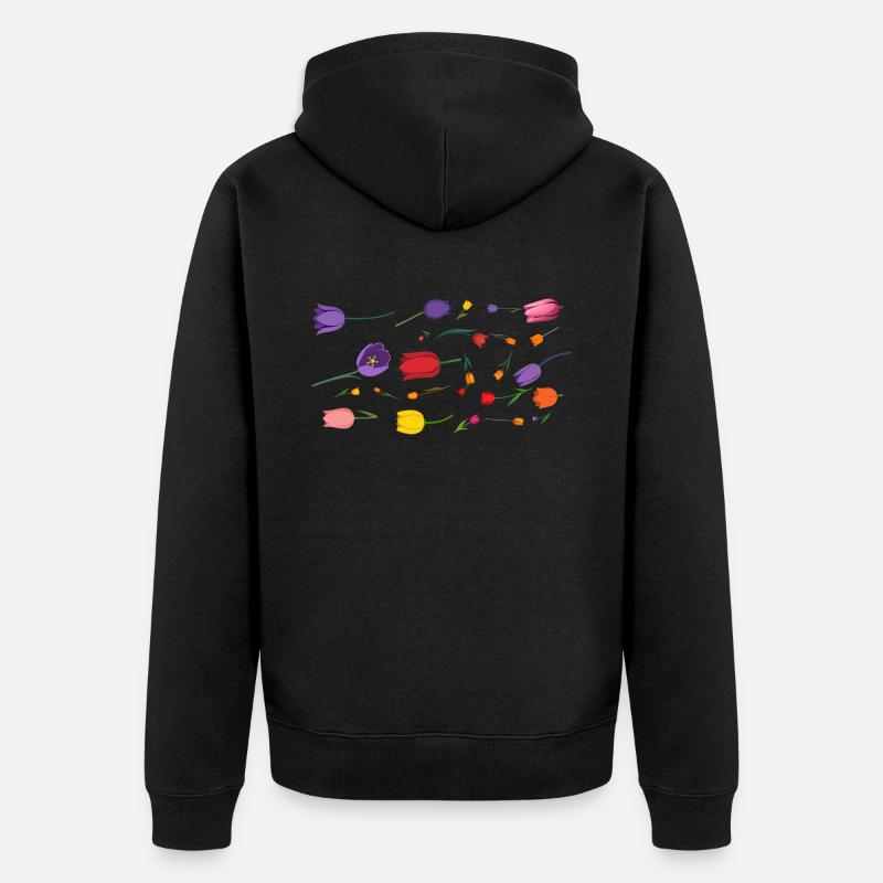 Fleurs Printemps Tulipes - Veste à capuche bio Premium Unisexe - noir