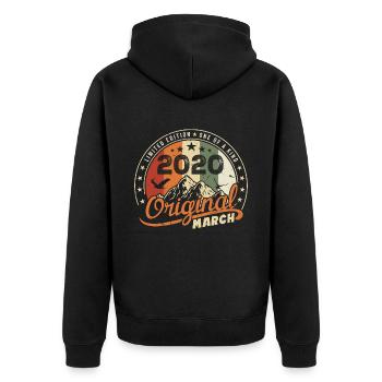 March 2020 Vintage 2020 Retro Birthday Gift - Unisex Premium Organic Zip Hoodie - black - Back - Nico (187cm)