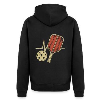 Pickleball Heartbeat | Schäger Ball - Unisex Premium Organic Zip Hoodie - black - Back - Nico (187cm)
