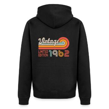 anniversaire 60 ans vintage 1962 rétro - Veste à capuche bio Premium Unisexe - noir - Dos - Nico (187cm)