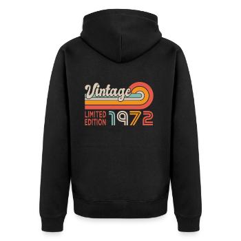 anniversaire 51 ans vintage 1972 rétro - Veste à capuche bio Premium Unisexe - noir - Dos - Nico (187cm)