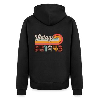 Birthday 80 years vintage anniversary 1943 - Unisex Premium Organic Zip Hoodie - black - Back - Nico (187cm)