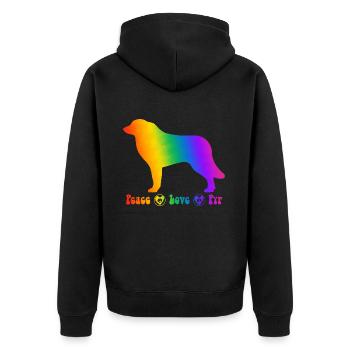 Pyrenäen-Sennenhund, vollständig anpassbar nach Wunsch - Unisex Premium Bio Zip Hoodie - Schwarz - Hinten - Nico (187cm)