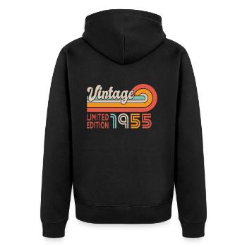 1955 anniversaire Né en 1955 - Veste à capuche bio Premium Unisexe - noir - Dos - Nico (187cm)