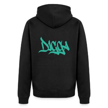 Digga - Unisex Premium Bio Zip Hoodie - Schwarz - Hinten - Nico (187cm)