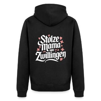 Zwillingsmama Zwillings Mutter Mama von Zwillingen - Unisex Premium Bio Zip Hoodie - Schwarz - Hinten - Nico (187cm)