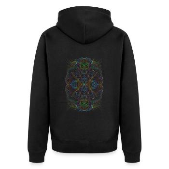 Geometrie Mandala - Unisex Premium Bio Zip Hoodie - Schwarz - Hinten - Nico (187cm)