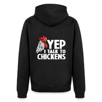 Funny Chicken For Men Women Crazy Chicken Farmer - Veste à capuche bio Premium Unisexe - noir - Dos - Nico (187cm)