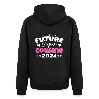 Future Super Cousine 2024 Annonce Grossesse - Veste à capuche bio Premium Unisexe - noir - Dos - Nico (187cm)