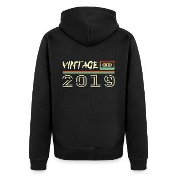 2019 Original 2019 Retro Geburtstagsgeschenk 2019 - Unisex Premium Bio Zip Hoodie - Schwarz - Hinten - Nico (187cm)