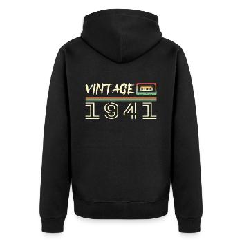 1941 Original 1941 Retro Geburtstagsgeschenk 1941 - Unisex Premium Bio Zip Hoodie - Schwarz - Hinten - Nico (187cm)