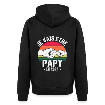 Je vais être papy en 2024 cadeau naissance vintage - Veste à capuche bio Premium Unisexe - noir - Dos - Nico (187cm)