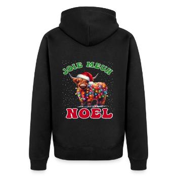 Joie Meuh Noël Cadeau Humoristique Vache Noël - Veste à capuche bio Premium Unisexe - noir - Dos - Nico (187cm)