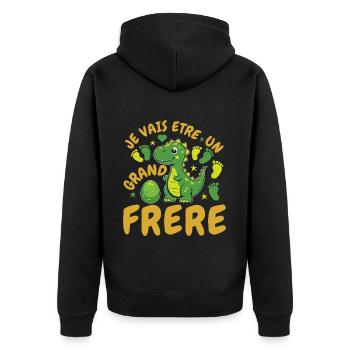 Futur Grand Frère Annonce Naissance Dinosaure - Veste à capuche bio Premium Unisexe - noir - Dos - Nico (187cm)