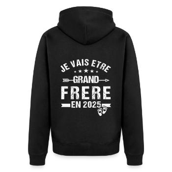 Grand Frère 2025 Cadeau Annonce Naissance 2025 - Veste à capuche bio Premium Unisexe - noir - Dos - Nico (187cm)