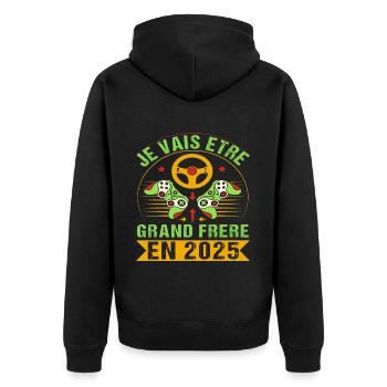 Grand Frère 2025 Annonce Naissance Geek Gamer - Veste à capuche bio Premium Unisexe - noir - Dos - Nico (187cm)