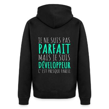 Humour Geek Cadeau Développeur Codeur Programmeur - Veste à capuche bio Premium Unisexe - noir - Dos - Nico (187cm)