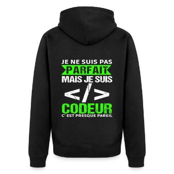 Humour Geek Cadeau Développeur Codeur Programmeur - Veste à capuche bio Premium Unisexe - noir - Dos - Nico (187cm)