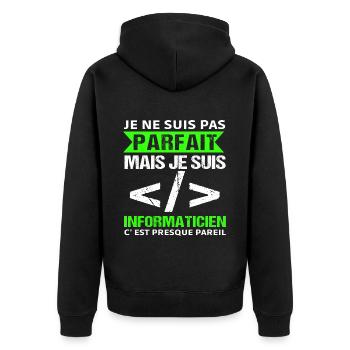 Humour Geek Cadeau Informaticien Programmeur - Veste à capuche bio Premium Unisexe - noir - Dos - Nico (187cm)