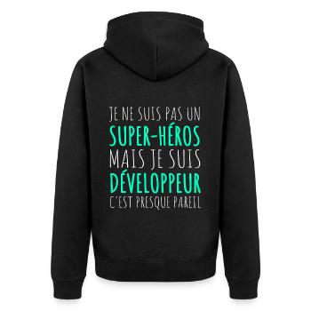 Humour Geek Cadeau Développeur Codeur Programmeur - Veste à capuche bio Premium Unisexe - noir - Dos - Nico (187cm)