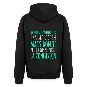 Humour Geek Cadeau Développeur Codeur Programmeur - Veste à capuche bio Premium Unisexe - noir - Dos - Nico (187cm)
