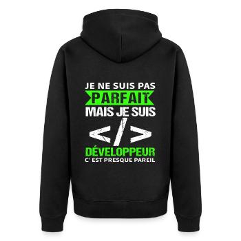 Humour Geek Cadeau Développeur Codeur Programmeur - Veste à capuche bio Premium Unisexe - noir - Dos - Nico (187cm)