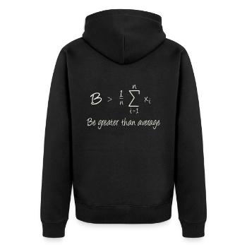 Be greater than average - Unisex Premium Organic Zip Hoodie - black - Back - Nico (187cm)