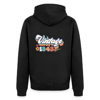 1943 Birthday 80 Years Vintage - Unisex Premium Organic Zip Hoodie - black - Back - Nico (187cm)