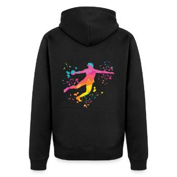 Discus thrower Colorsplash discus throw - Unisex Premium Organic Zip Hoodie - black - Back - Nico (187cm)