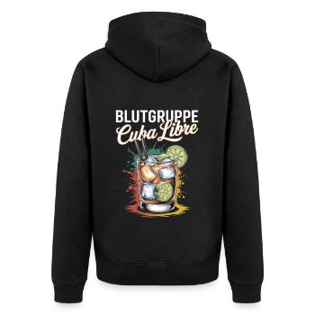 Blutgruppe Cuba Libre Cocktail Barkeeper - Unisex Premium Bio Zip Hoodie - Schwarz - Hinten - Nico (187cm)