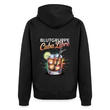Blutgruppe Cuba Libre Cocktail Barkeeper - Unisex Premium Bio Zip Hoodie - Schwarz - Hinten - Nico (187cm)