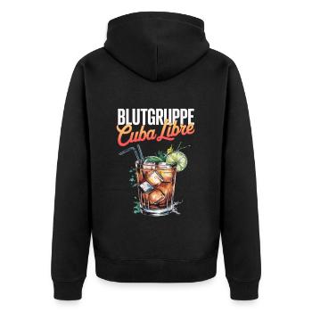Blutgruppe Cuba Libre Cocktail Barkeeper - Unisex Premium Bio Zip Hoodie - Schwarz - Hinten - Nico (187cm)