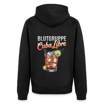 Blutgruppe Cuba Libre Cocktail Barkeeper - Unisex Premium Bio Zip Hoodie - Schwarz - Hinten - Nico (187cm)