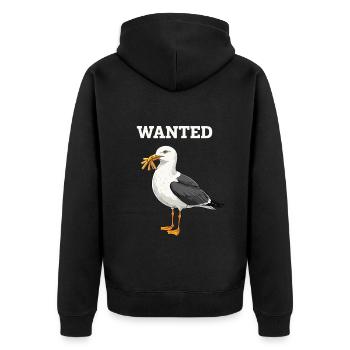 Recherché Mouette avec Frites et Illustration De Bonnet - Veste à capuche bio Premium Unisexe - noir - Dos - Nico (187cm)